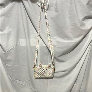 Elegant Pink and White Crossbody Bag with Quilted Design
